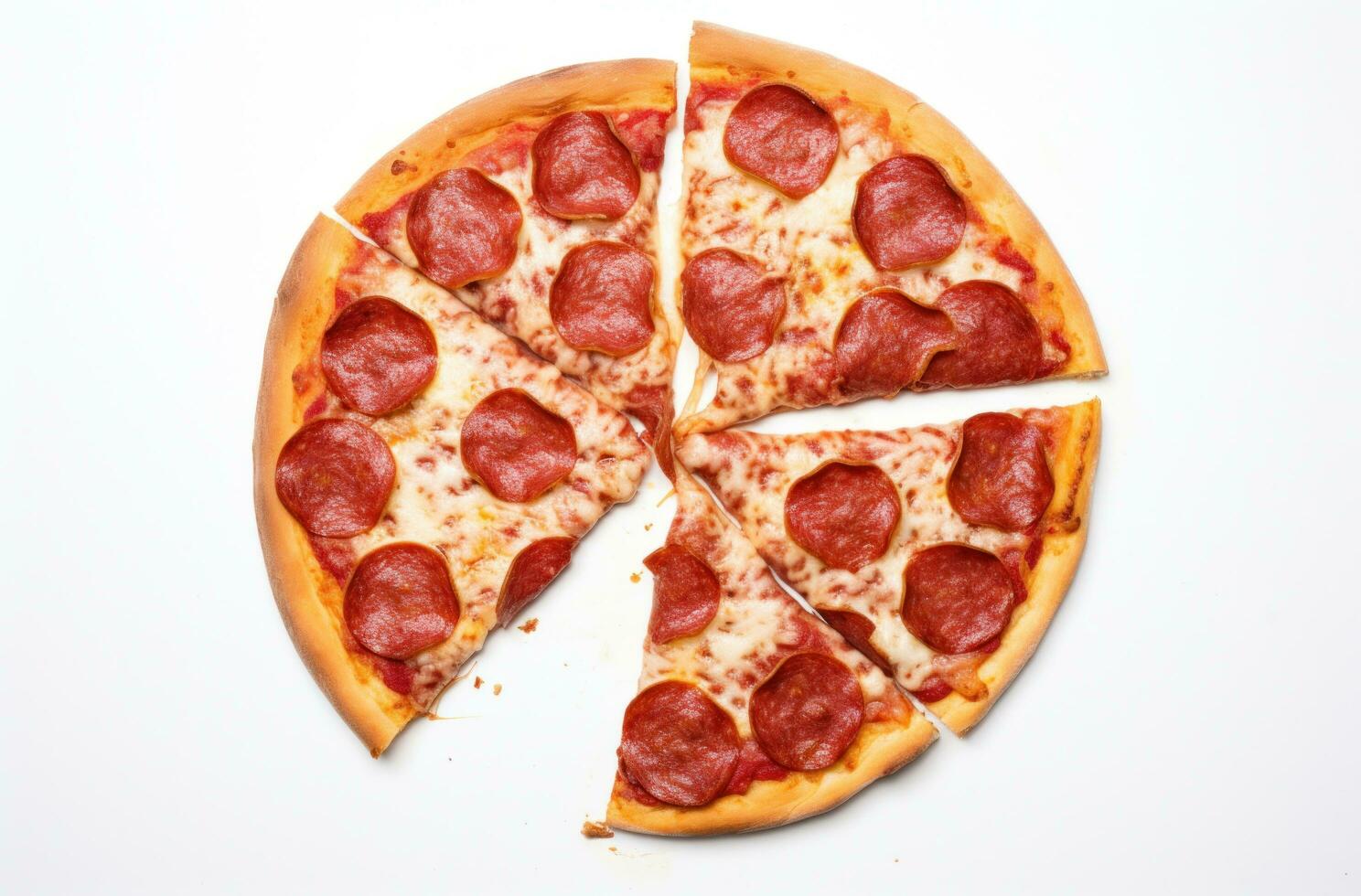 ai généré tranché pepperoni Pizza dans blanc arrière-plan, photo