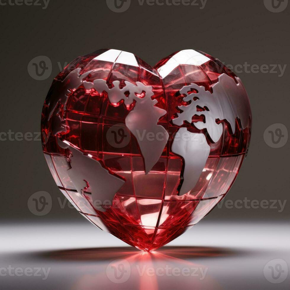 ai généré une planète dans le forme de une cœur. le monde comme une cœur. photo