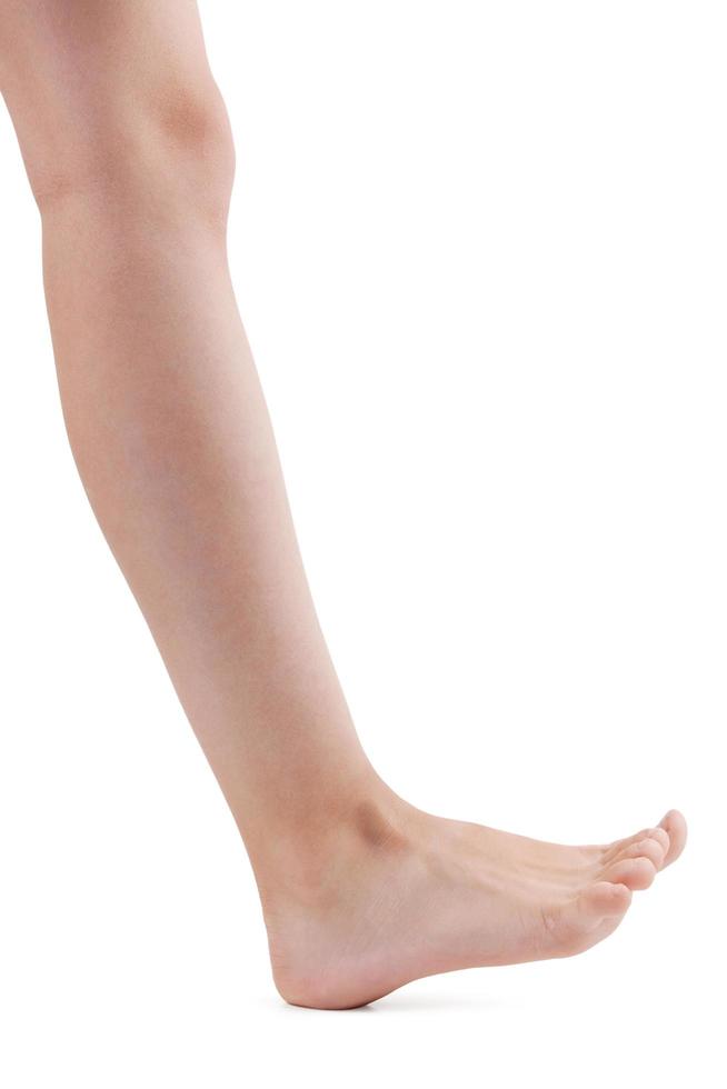 pied humain droit sur fond blanc photo