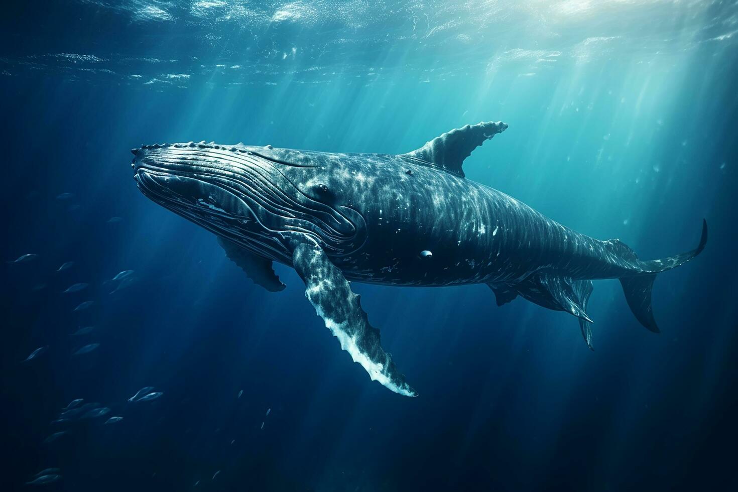 ai généré aérien vue de dauphins nager par tropical bleu l'eau photo