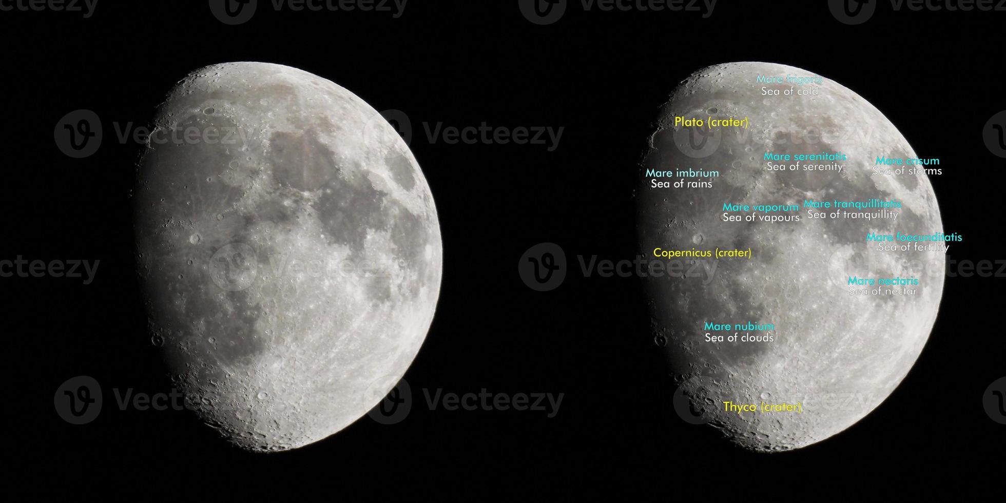 atlas lunaire avec noms latins et anglais photo