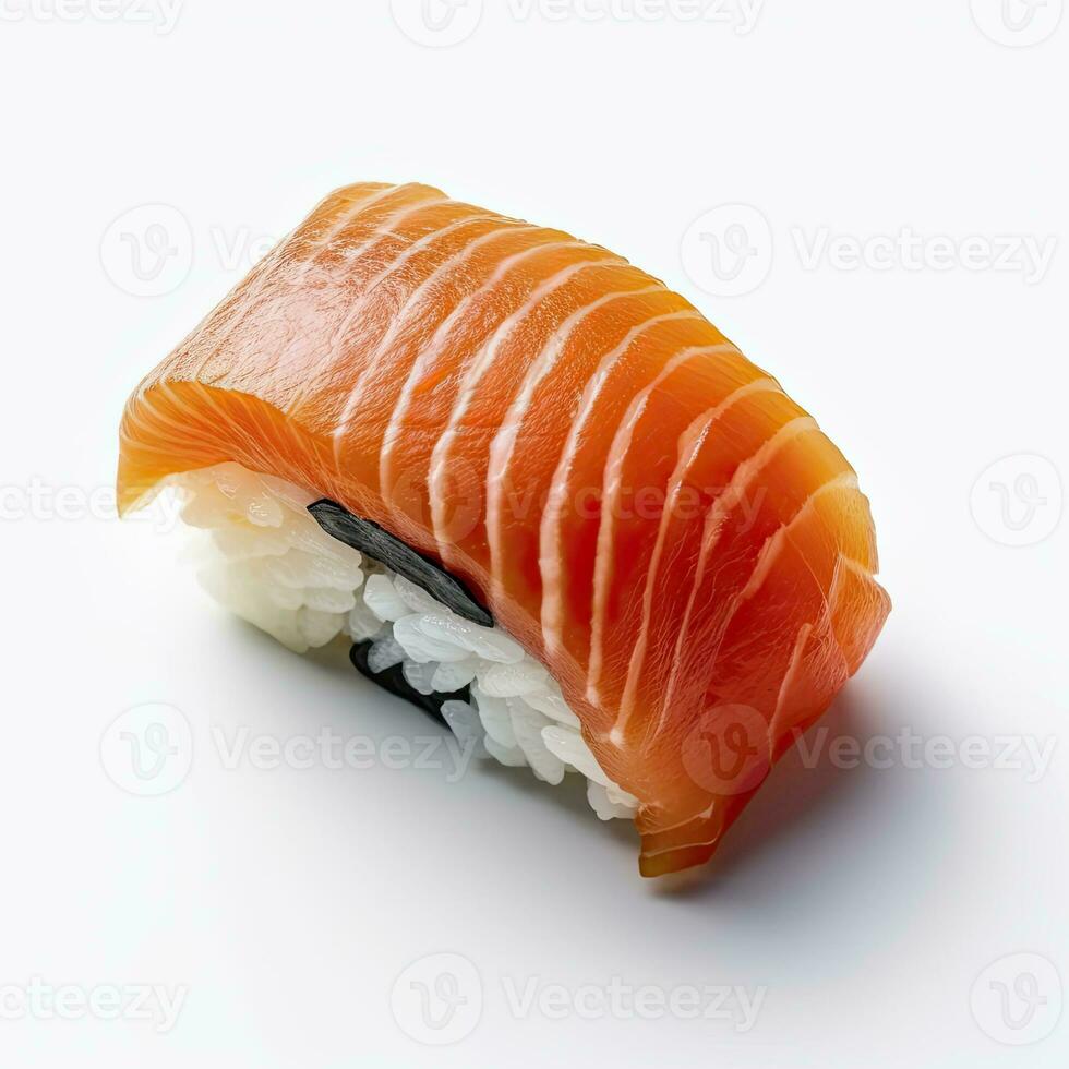 ai généré une Sushi Saumon sur blanc Contexte. ai généré photo