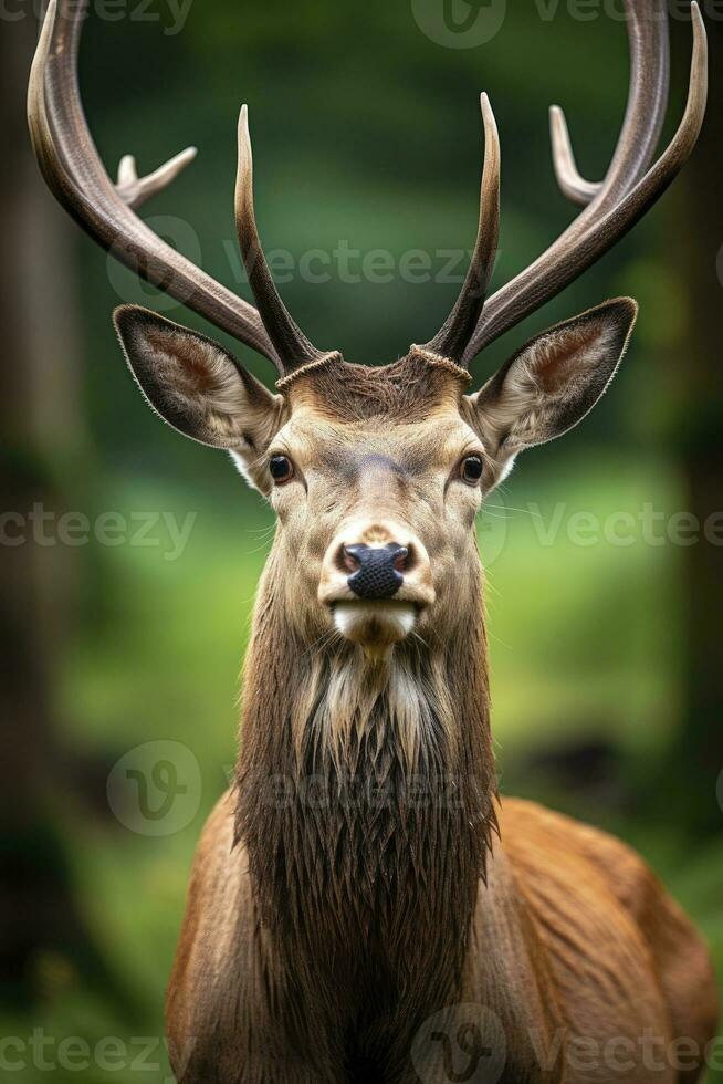 ai généré proche en haut de rouge cerf cerf. ai généré photo