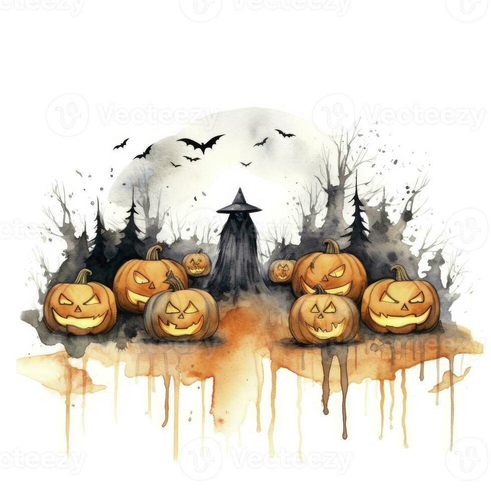 ai généré aquarelle Halloween illustration sur blanc Contexte. ai généré photo