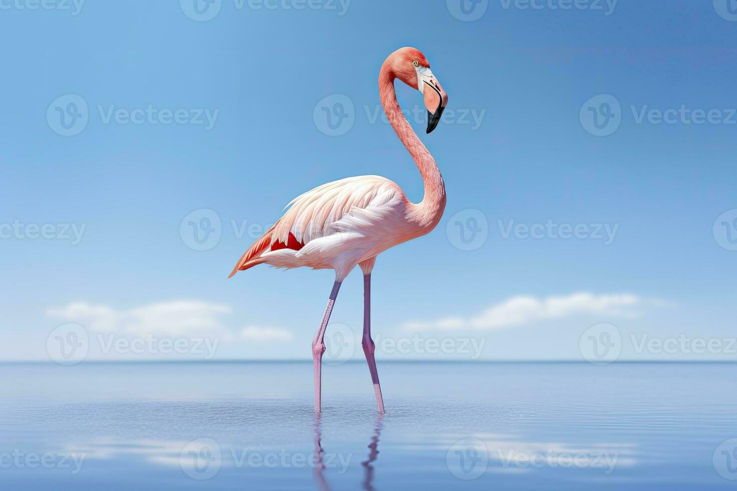 ai généré rose flamant dans le l'eau. ai généré photo