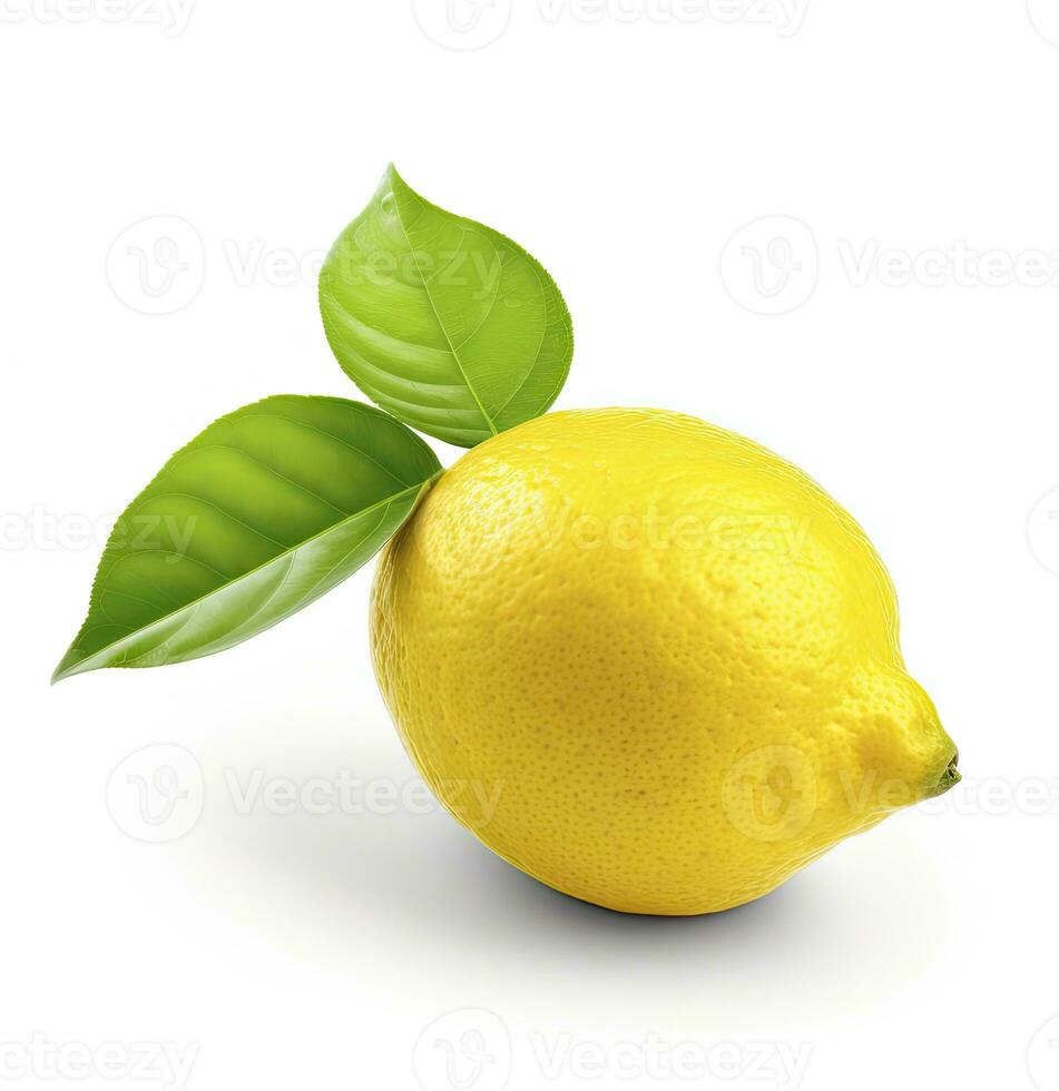 ai généré citron avec feuille isolé sur blanc Contexte. ai généré photo