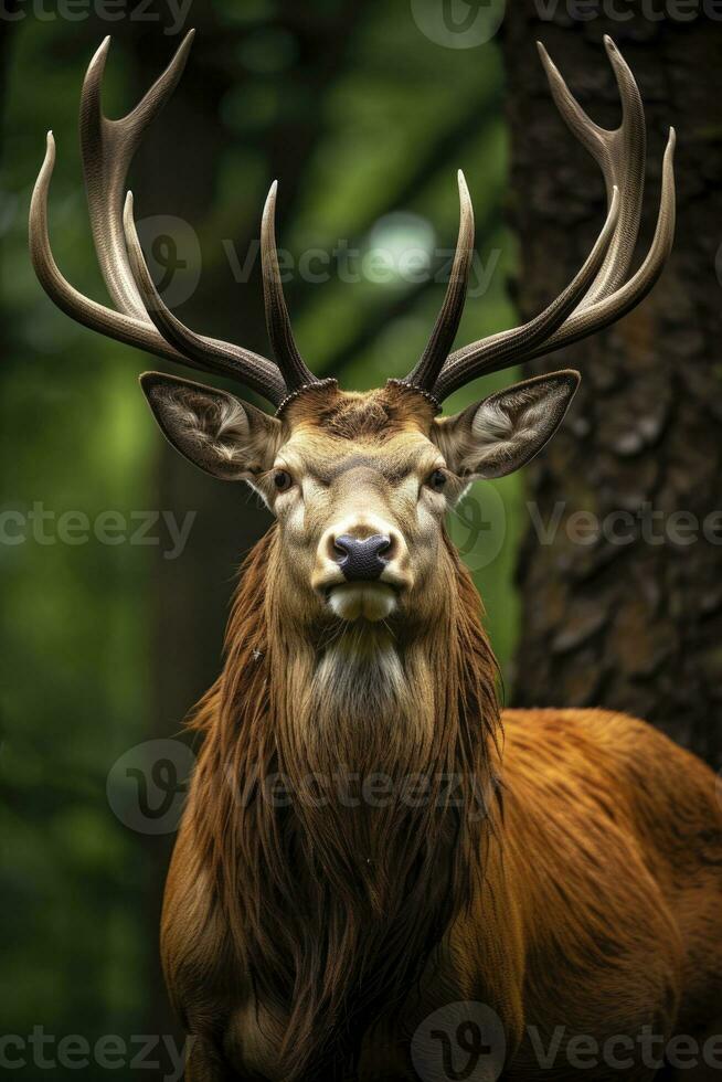 ai généré proche en haut de rouge cerf cerf. ai généré photo