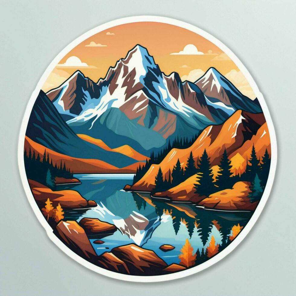 ai généré illustration de magnifique Montagne et Lac vues photo