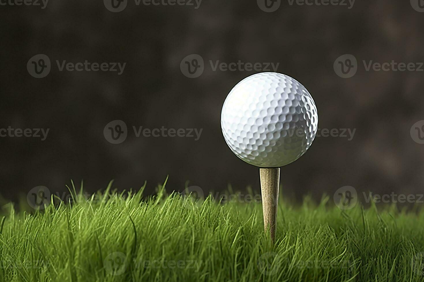 ai généré blanc le golf Balle sur en bois tee avec herbe. génératif ai photo