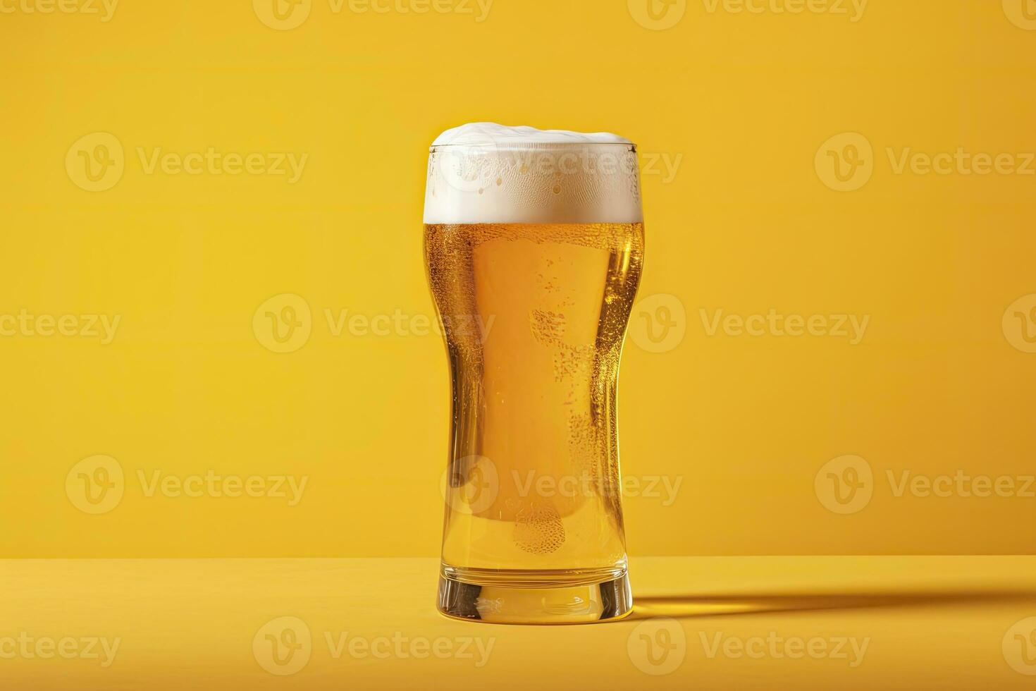 ai généré Bière verre avec plein Bière isolé avec une Jaune Contexte. ai généré photo