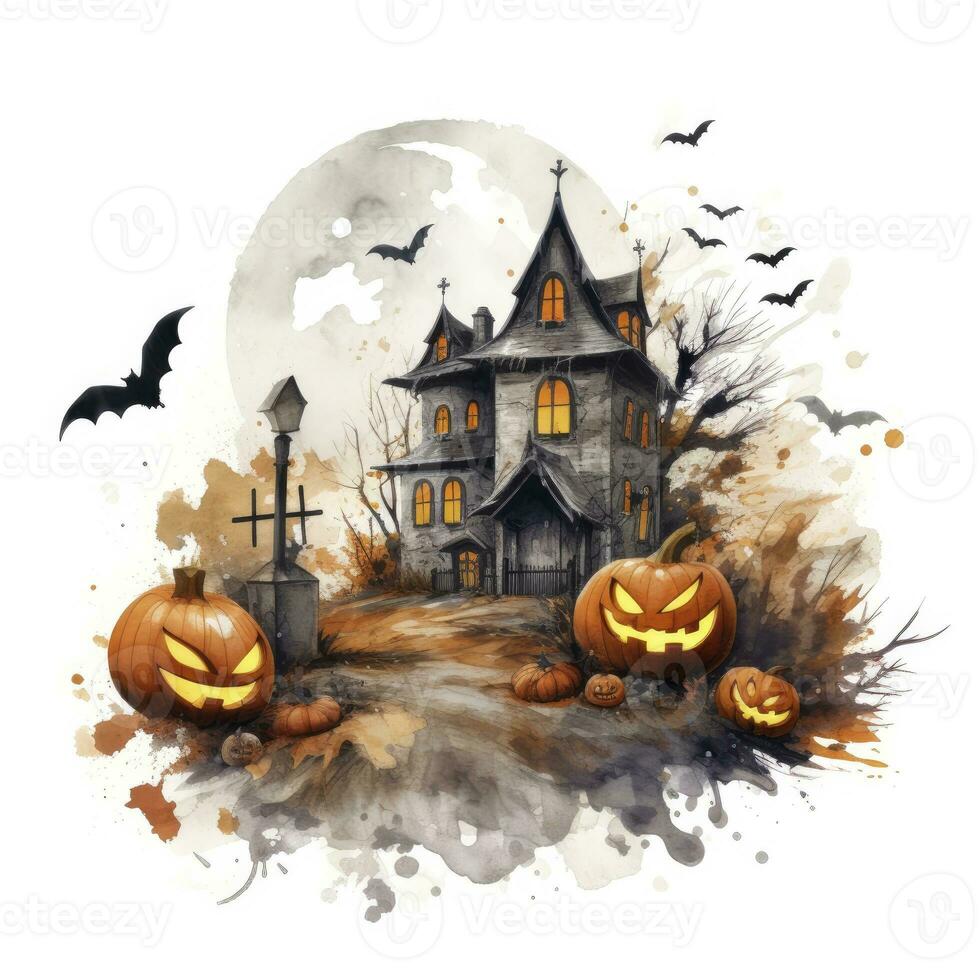 ai généré aquarelle Halloween illustration sur blanc Contexte. ai généré photo