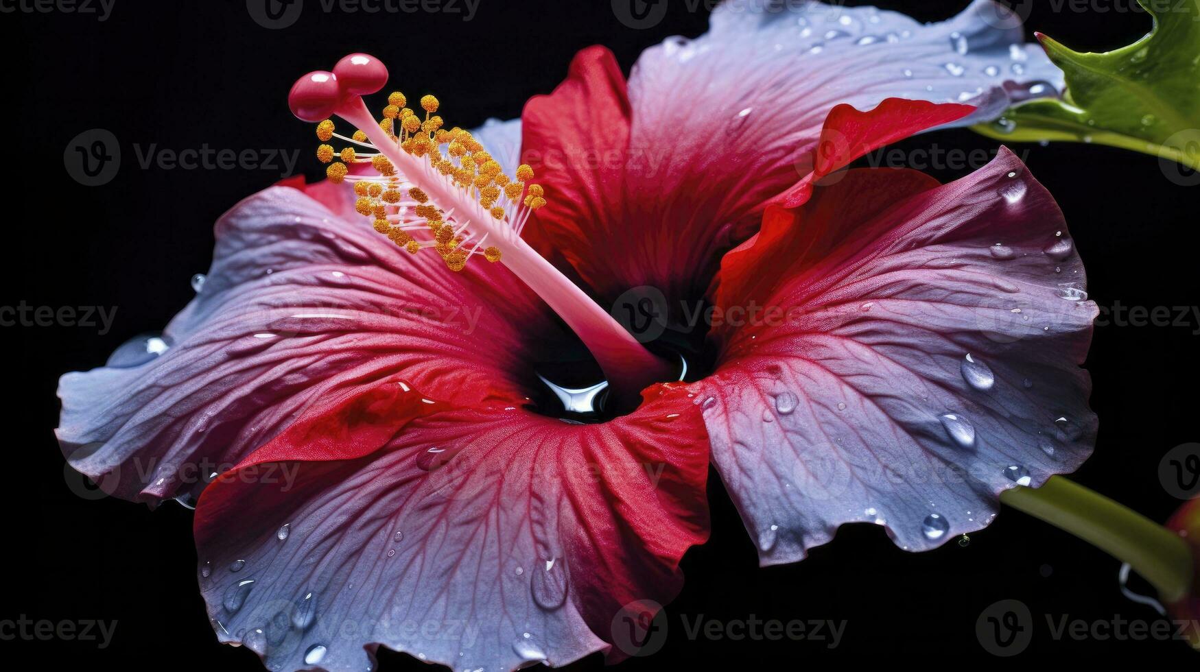 ai généré une hibiscus fleur avec une noir fond.ai généré. photo