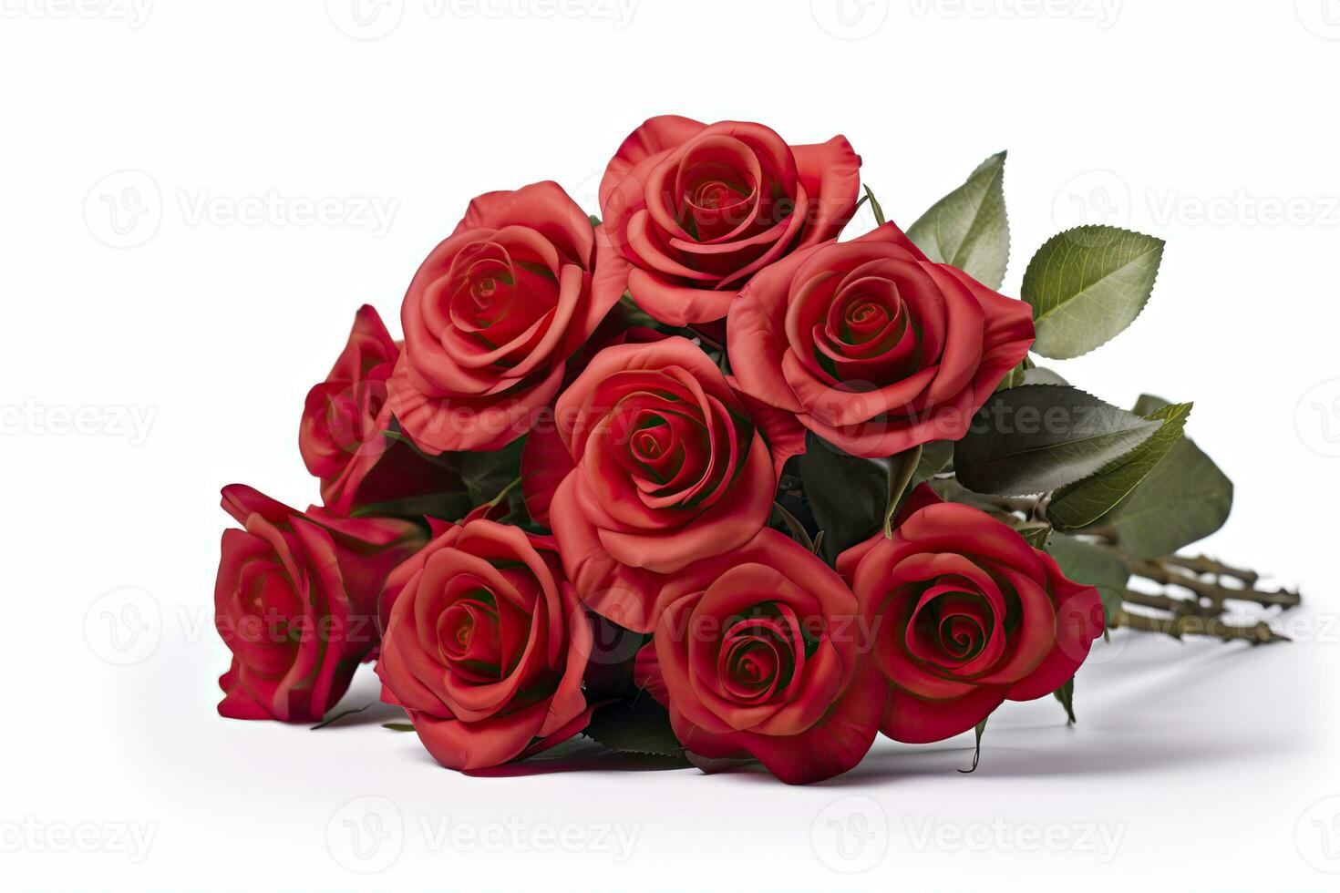 ai généré rouge Rose bouquet isolé sur blanc Contexte. ai généré photo