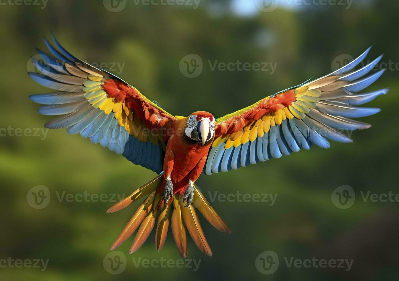 ai généré en volant ara, magnifique oiseau. génératif ai photo