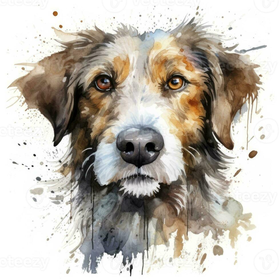 ai généré aquarelle chien agrafe art sur blanc Contexte. ai généré photo