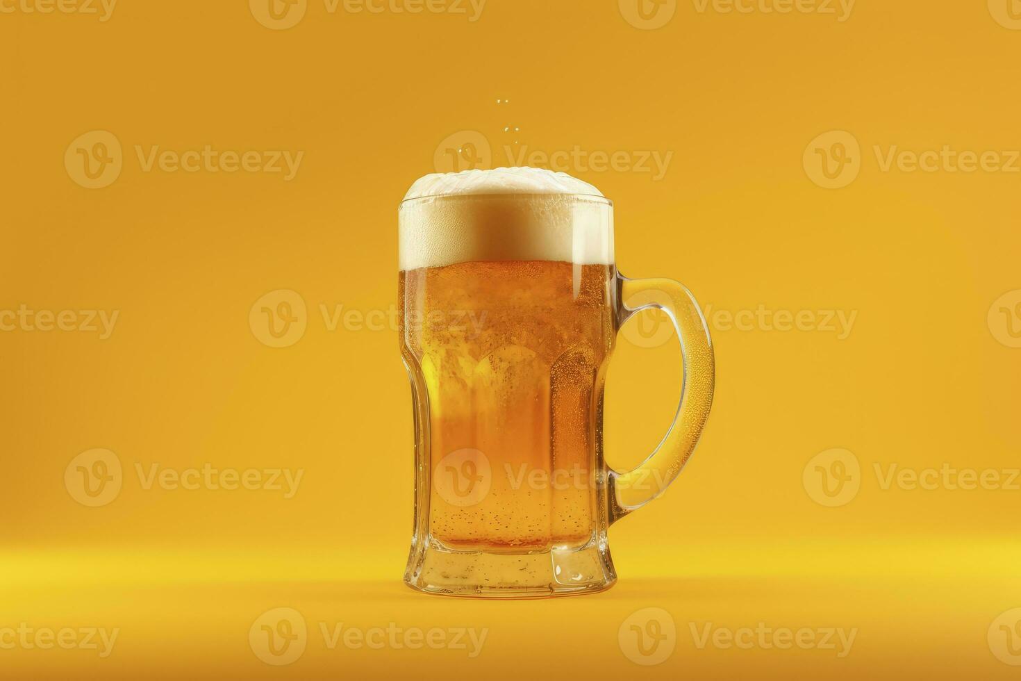 ai généré Bière verre avec plein Bière isolé avec une Jaune Contexte. ai généré photo