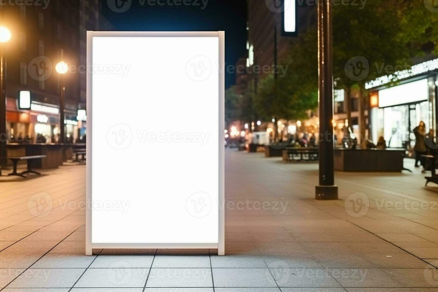 ai généré vide blanc panneau d'affichage pour maquette dans rue photo