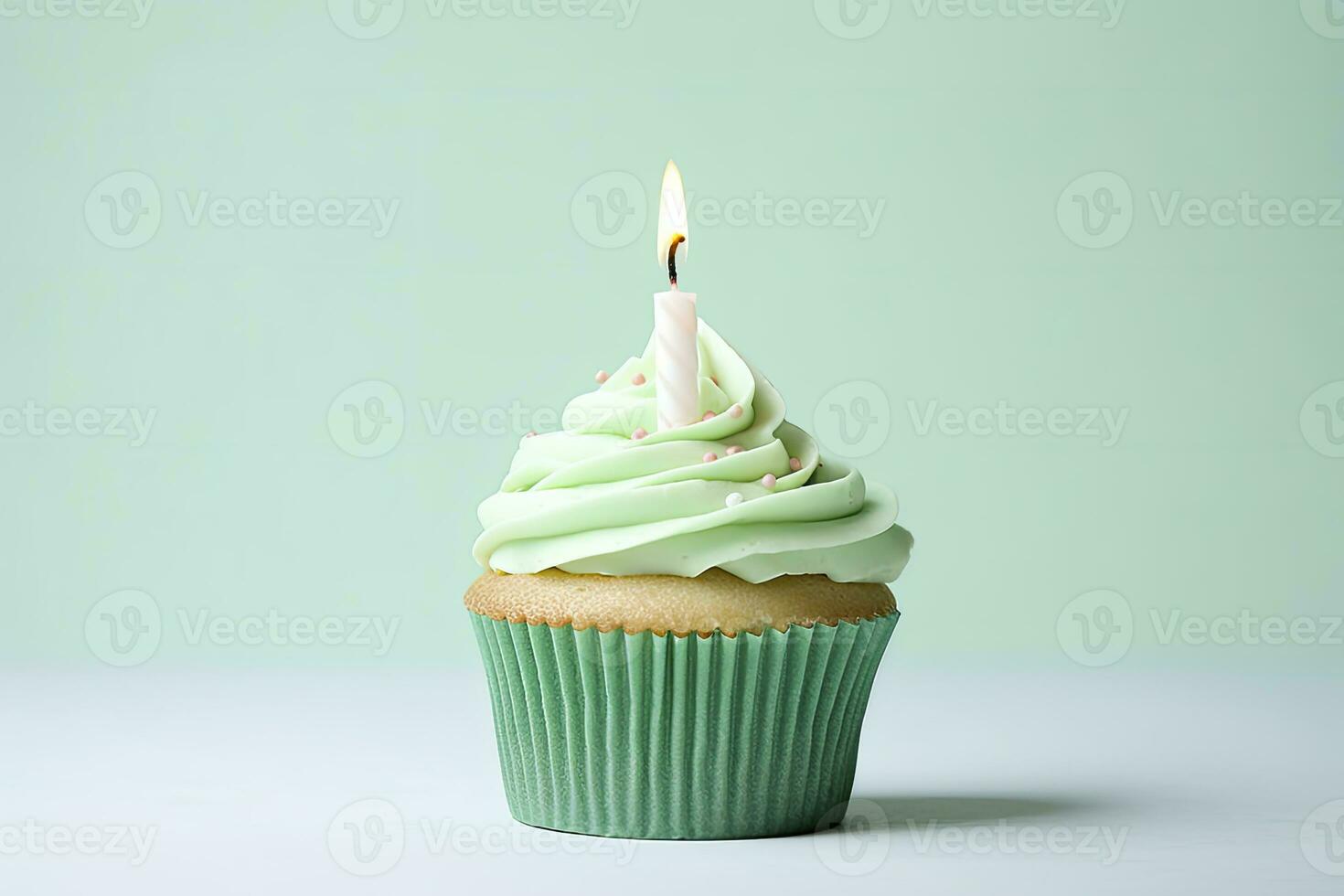 ai généré content anniversaire petit gâteau avec bougie. ai généré photo