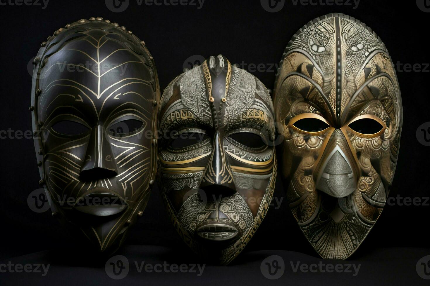 ai généré tribal Aborigène africain masques. produire ai photo