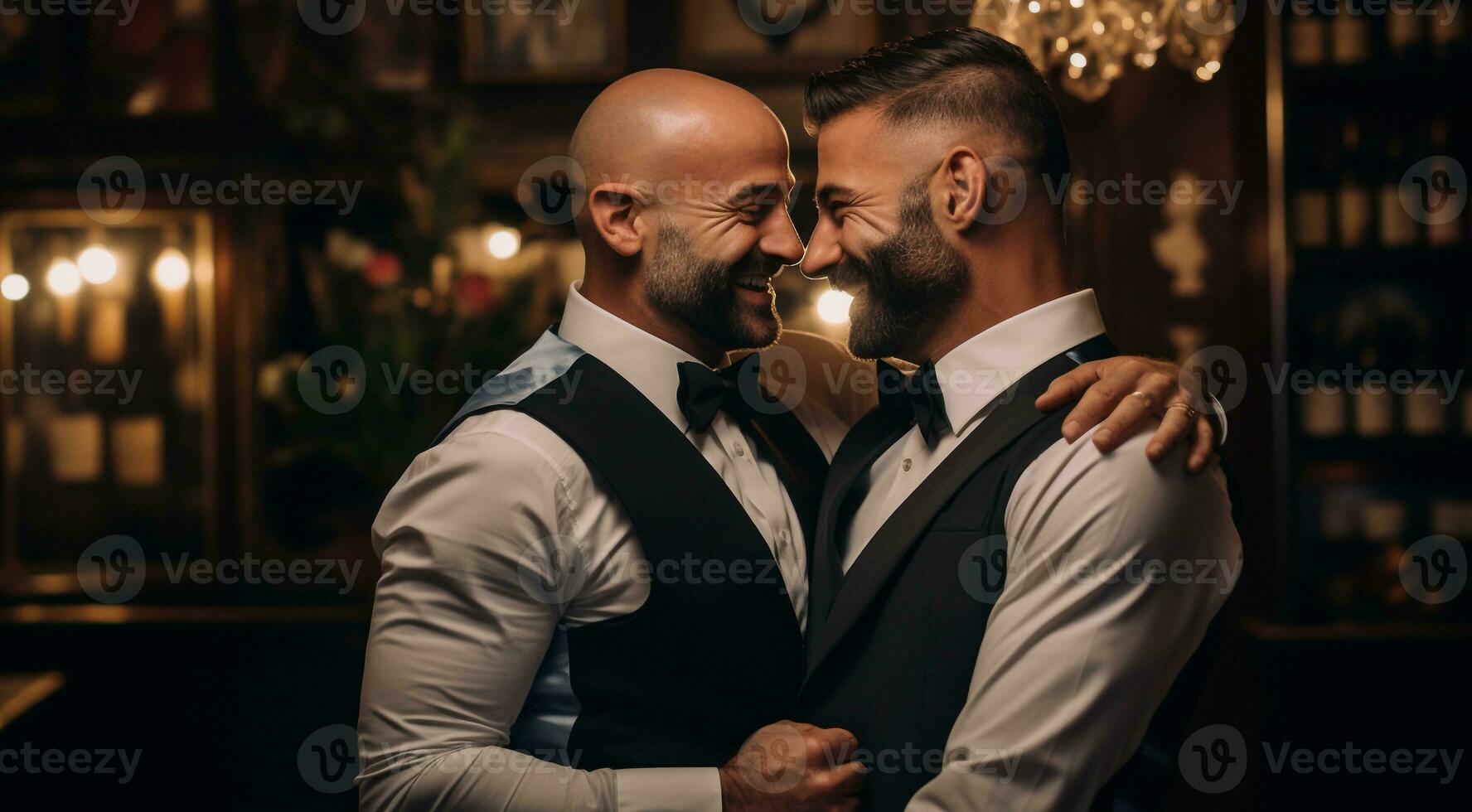 ai généré Jeune gays mariage scène, mariage de Jeune gays photo