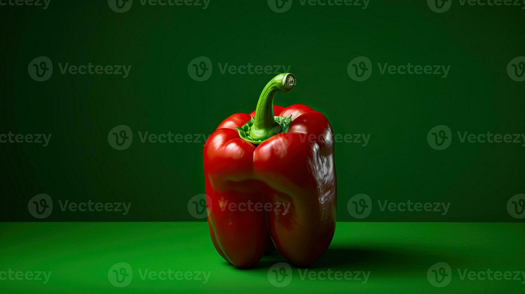 ai généré Frais paprika sur le vert Contexte ai génératif photo