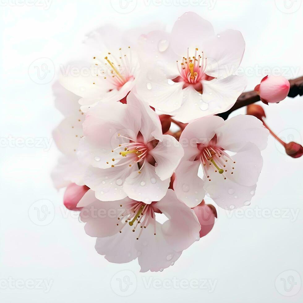 ai généré Sakura fleurs isolé sur blanc Contexte photo