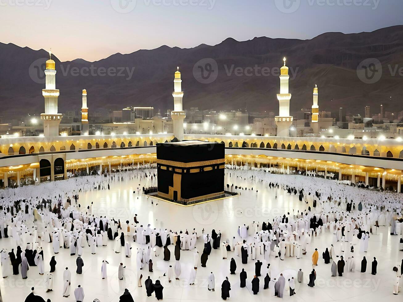 ai généré eid célébrations à kaaba Ramadan joie dans Mecque islamique cœur photo