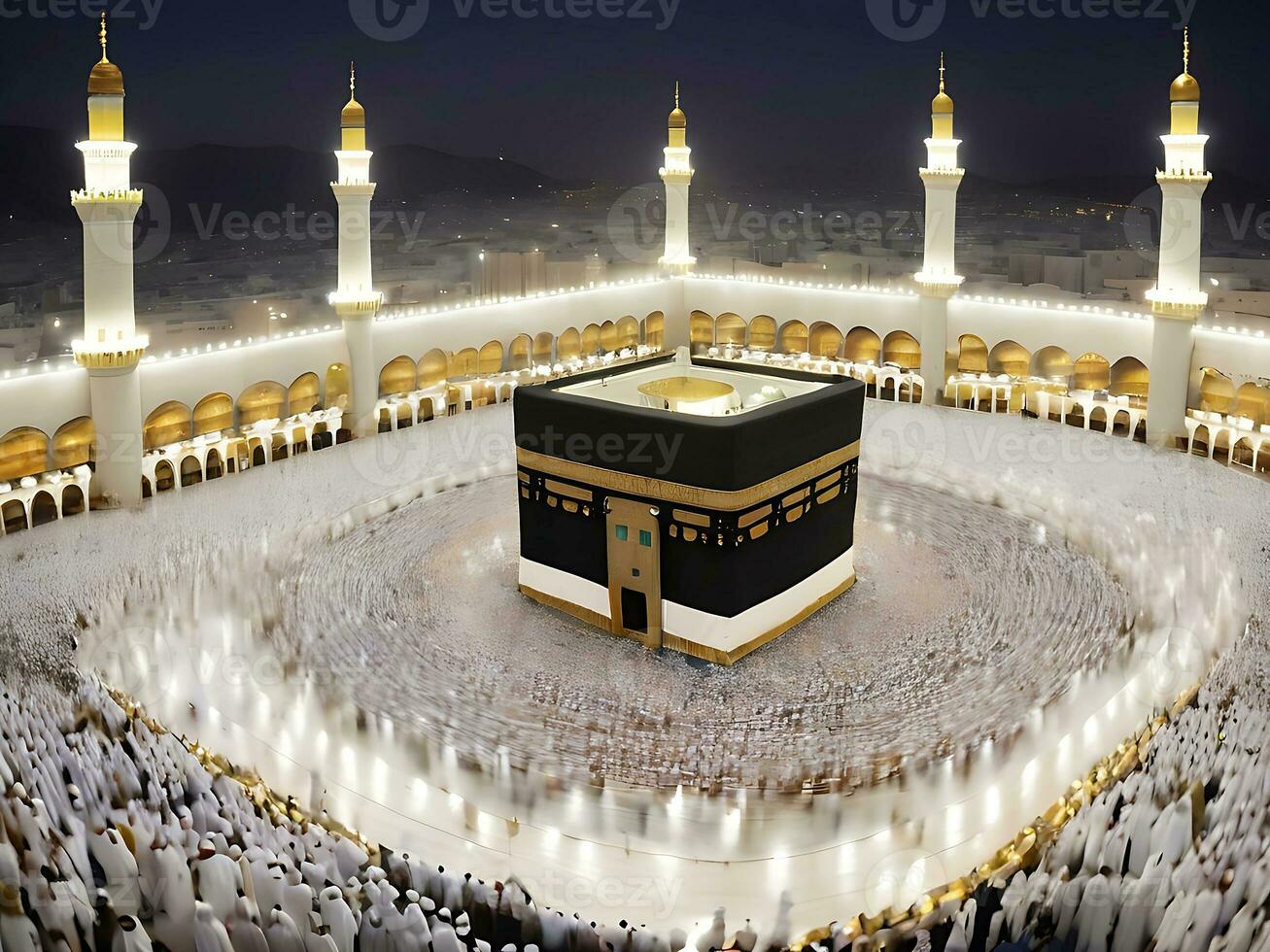 ai généré eid célébrations à kaaba Ramadan joie dans Mecque islamique cœur photo