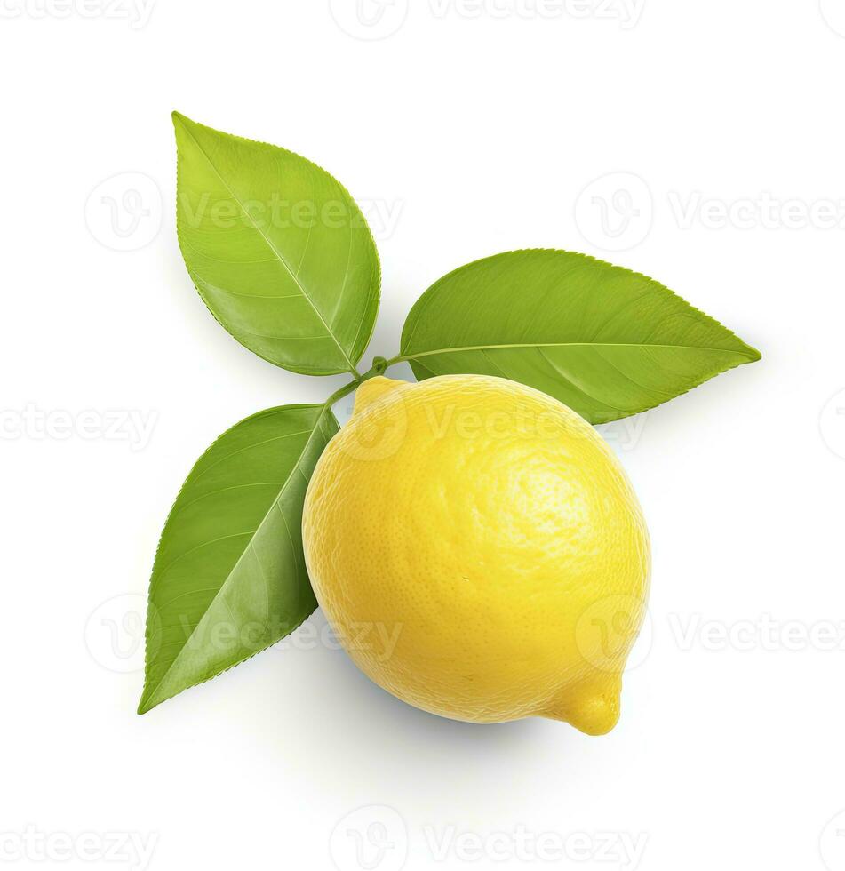 ai généré citron avec feuille isolé sur blanc Contexte. ai généré photo