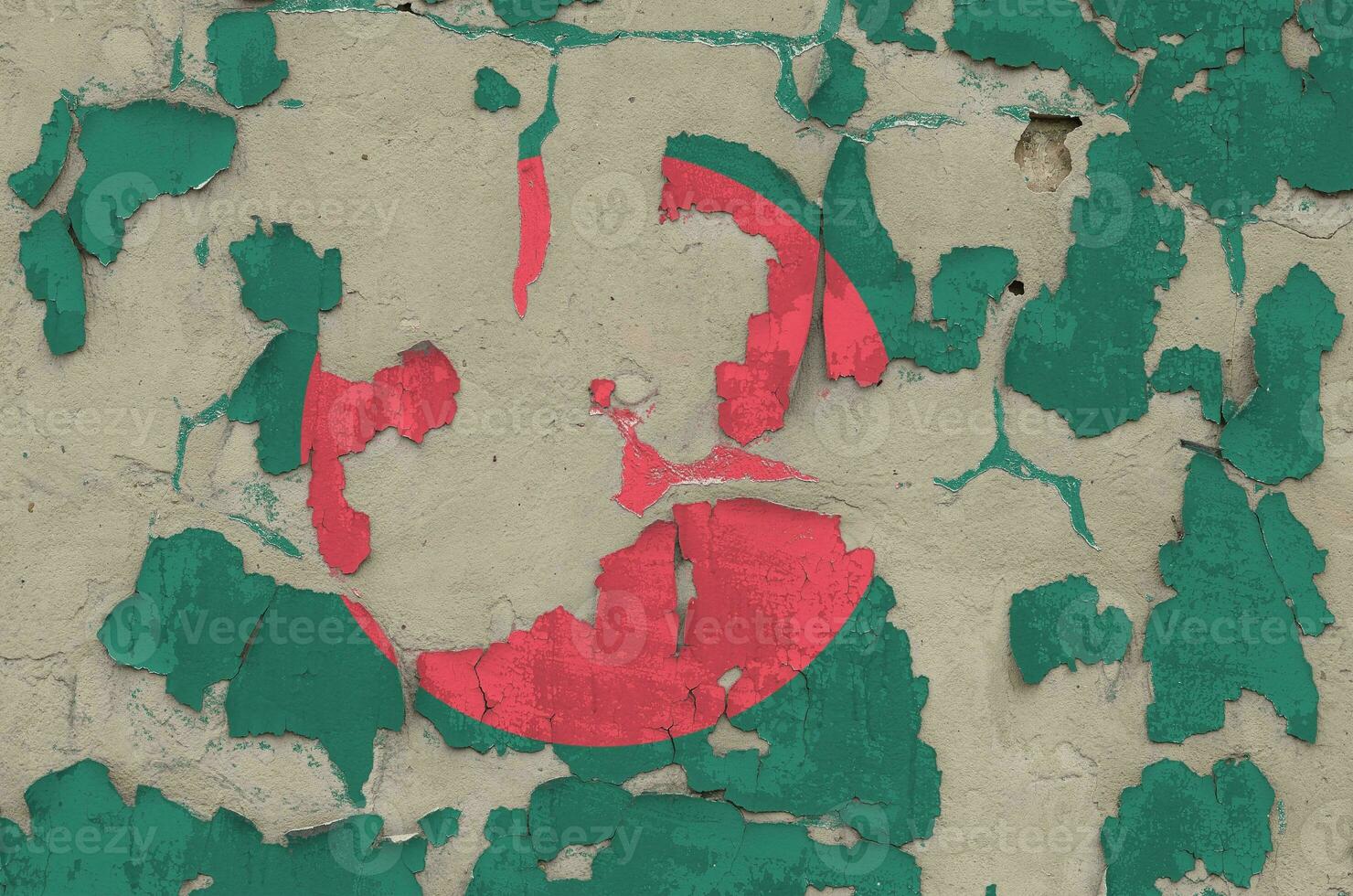 bangladesh drapeau représenté dans peindre couleurs sur vieux obsolète désordonné béton mur fermer. texturé bannière sur rugueux Contexte photo