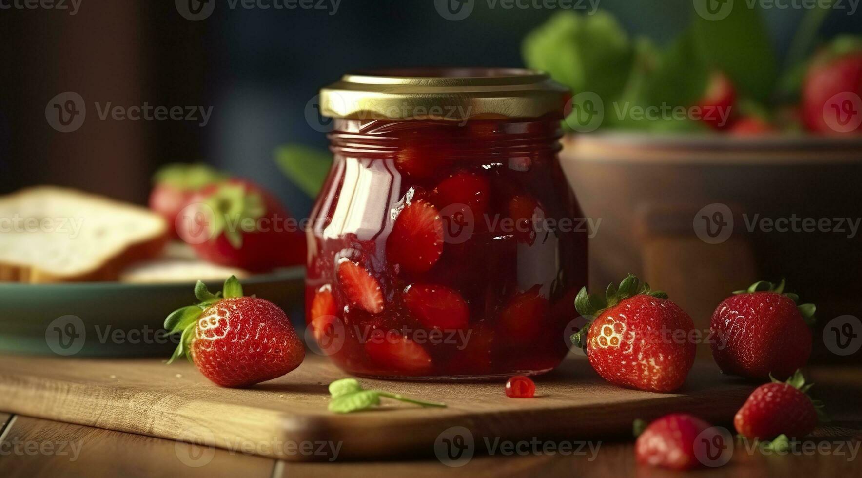 ai généré fraise confiture et Frais baies. génératif ai photo