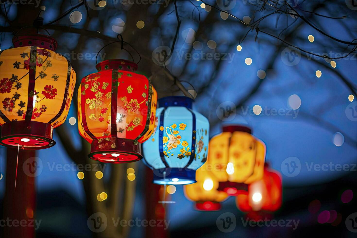 ai généré coloré Festival lanternes pendant le chinois traditionnel vacances saison. ai généré photo