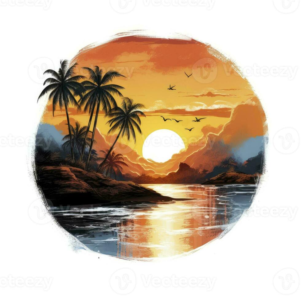 ai généré tropical le coucher du soleil pour T-shirt conception. ai généré photo