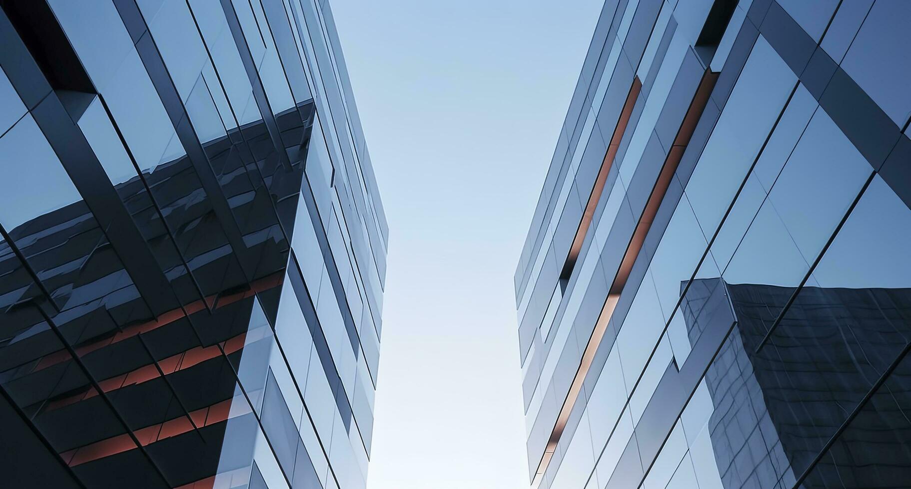 ai généré deux moderne bâtiments avec verre les fenêtres. architecture conception de bâtiments. ai généré photo