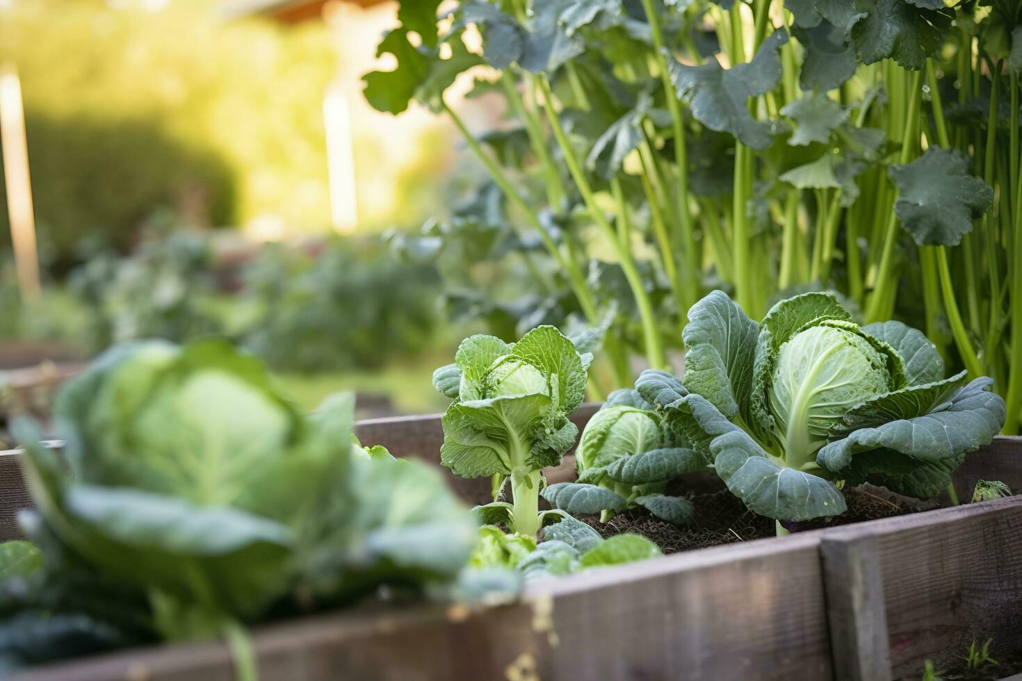 ai généré Frais biologique Bruxelles choux croissance dans le jardin. croissance posséder des fruits, des légumes. ai généré photo