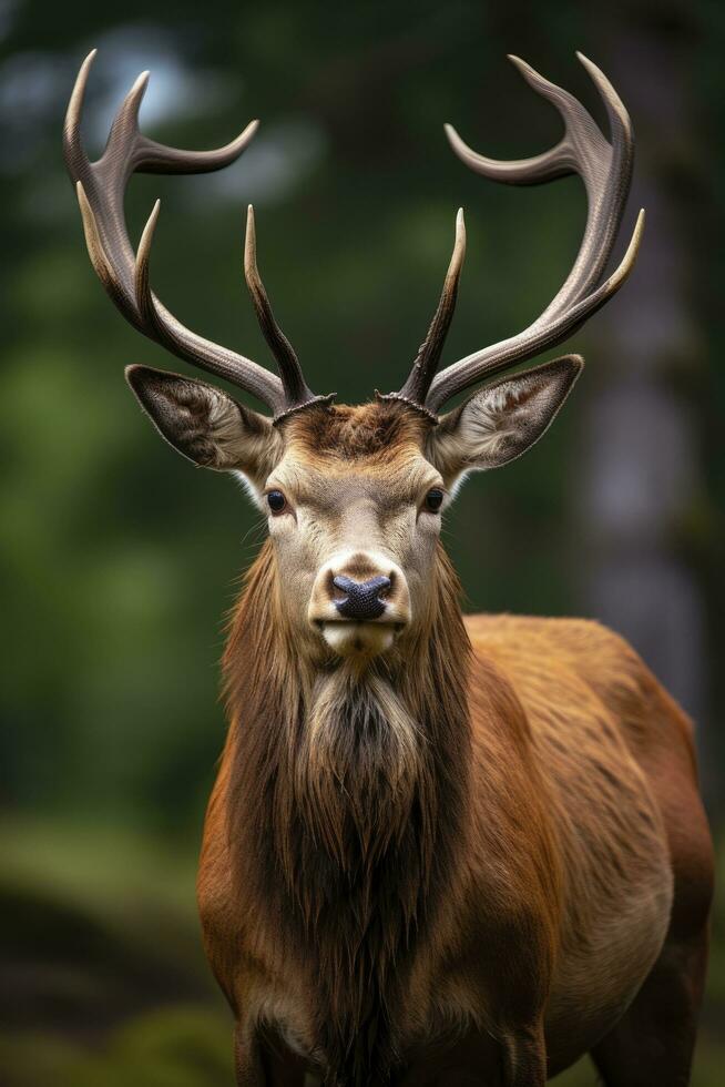 ai généré proche en haut de rouge cerf cerf. ai généré photo