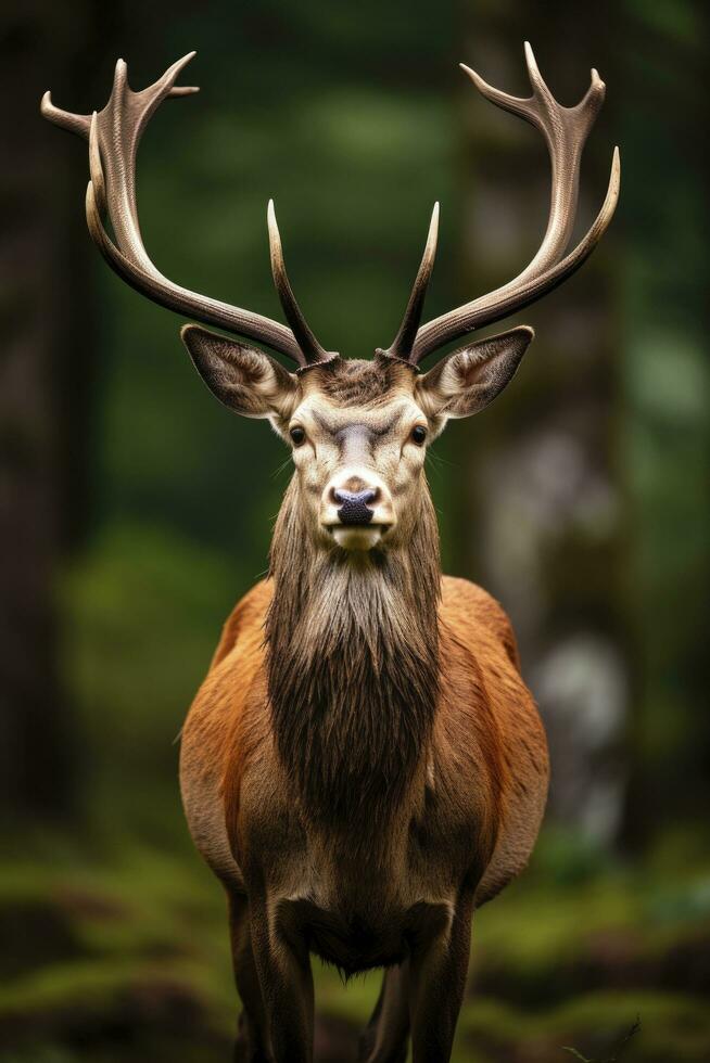 ai généré proche en haut de rouge cerf cerf. ai généré photo