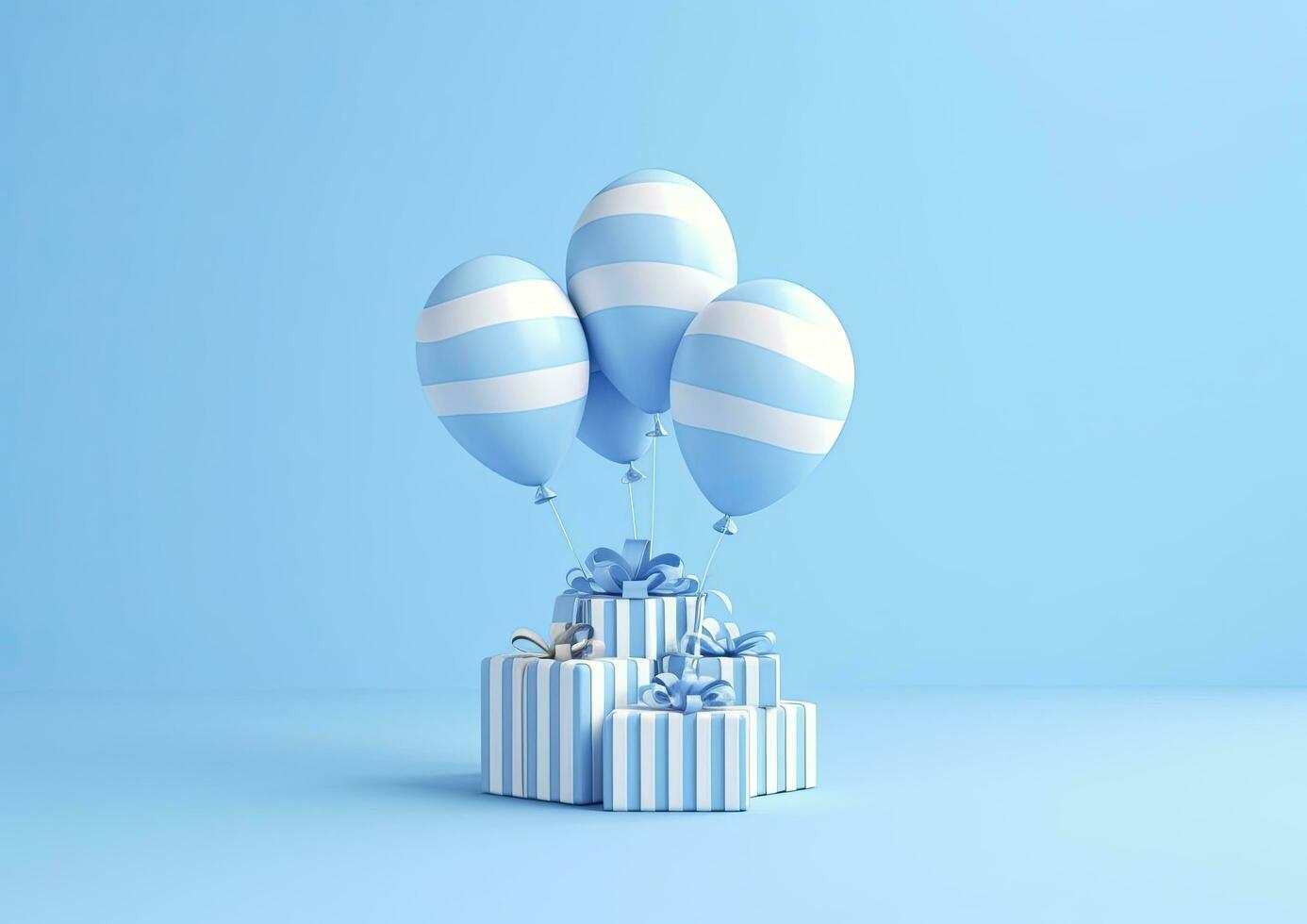 ai généré des ballons avec cadeau boîte. ai généré photo