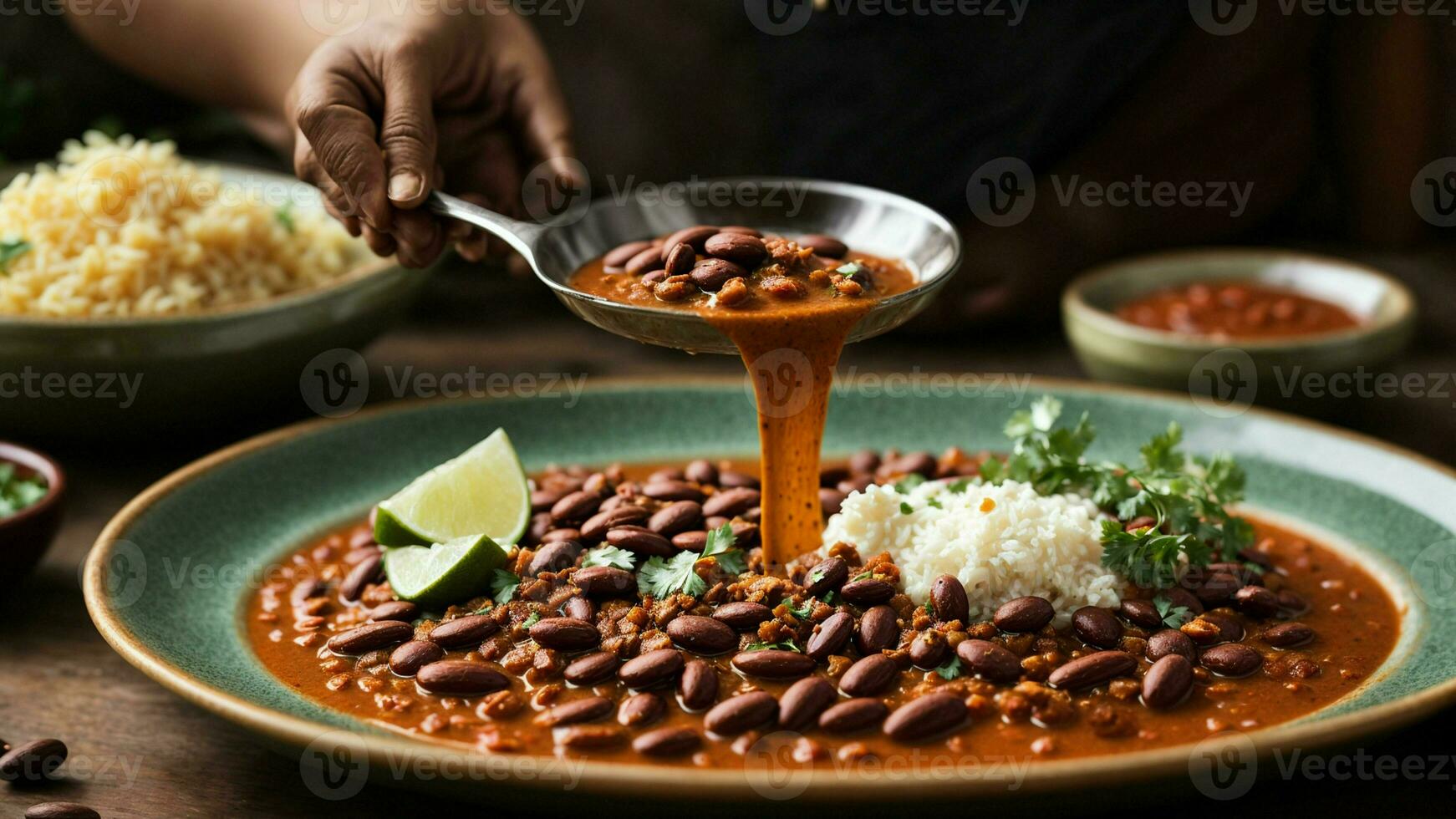 ai généré fonctionnalité le divers des légumes ou garnitures cette complément votre rajma riz. photo