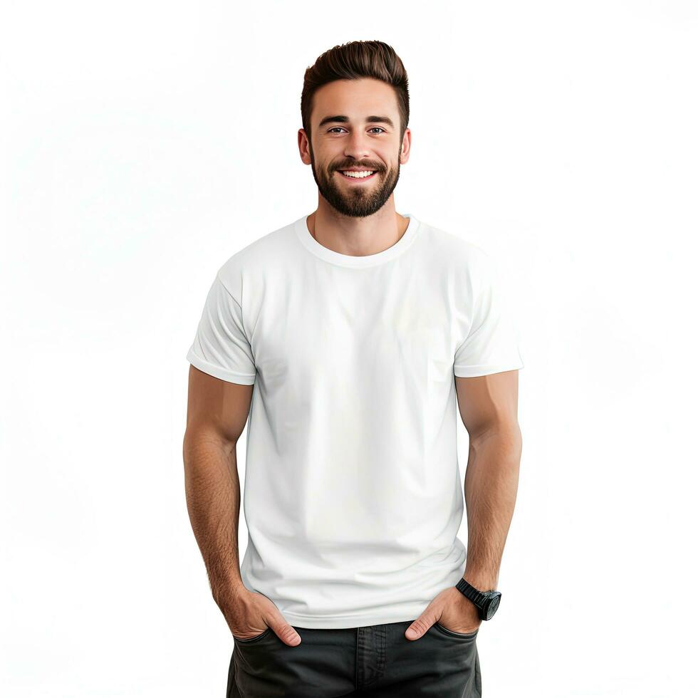 ai généré blanc T-shirt maquette photo