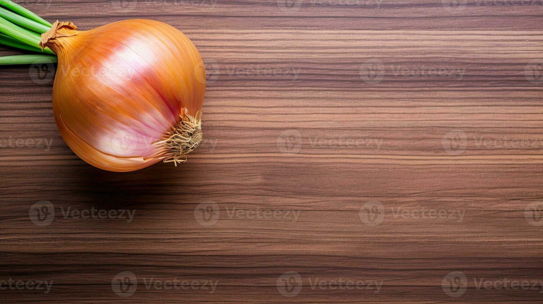 ai généré portrait Frais oignon sur le en bois table ai génératif photo