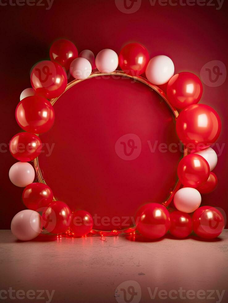 ai généré rose cercle arrondi avec ballon ai génératif photo