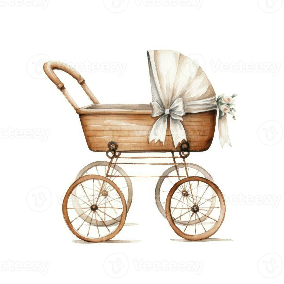 ai généré aquarelle bébé le chariot clipart sur blanc Contexte. ai généré photo