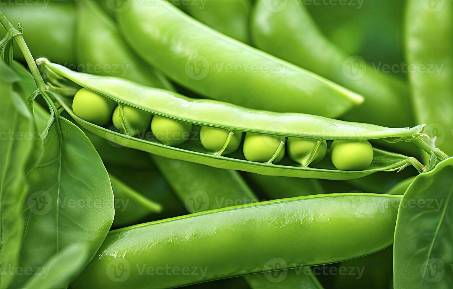 ai généré proche en haut de pois dans pois cosse. ai généré photo