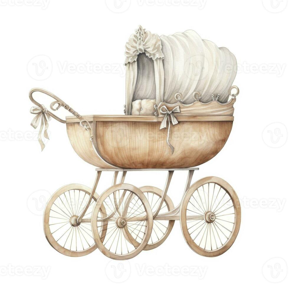 ai généré aquarelle bébé le chariot clipart sur blanc Contexte. ai généré photo