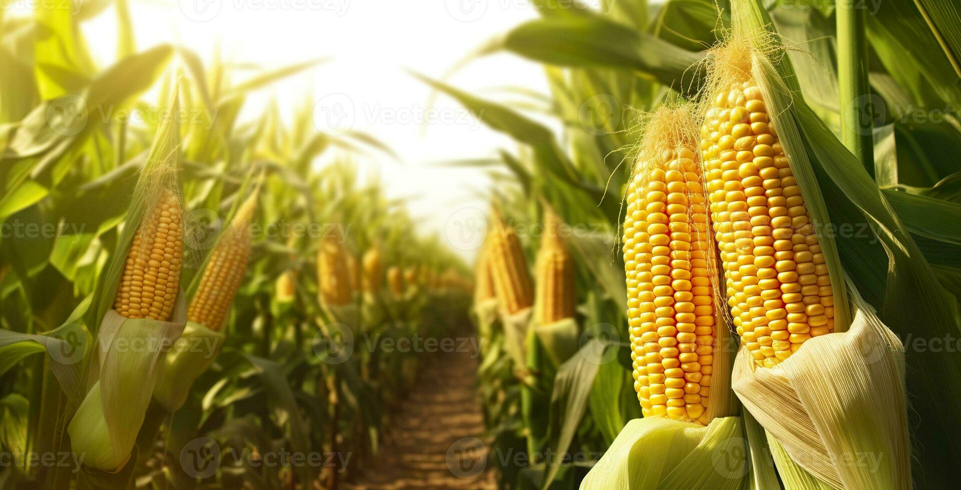 ai généré fermer blé épis dans blé plantation champ. génératif ai photo