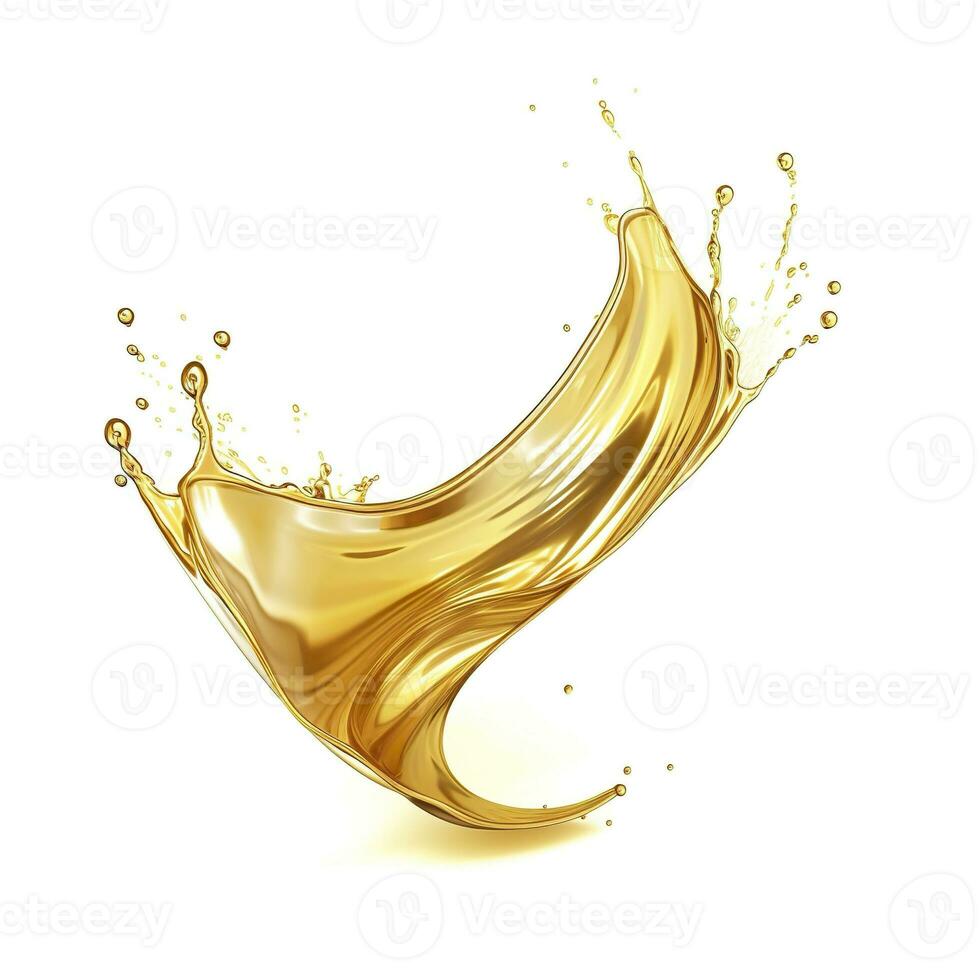 ai généré d'or pétrole ou cosmétique essence éclaboussure isolé sur blanc arrière-plan, 3d illustration. ai généré photo