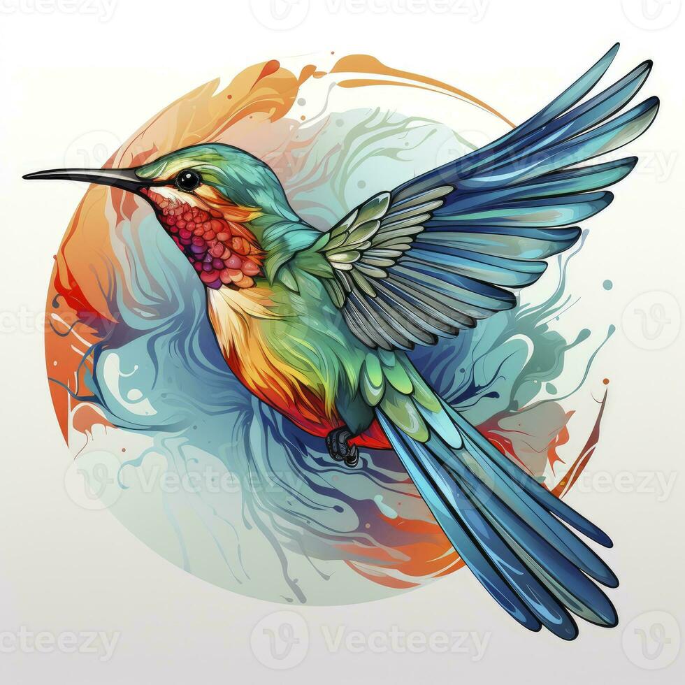 ai généré colibri clipart sur blanc Contexte. ai généré photo