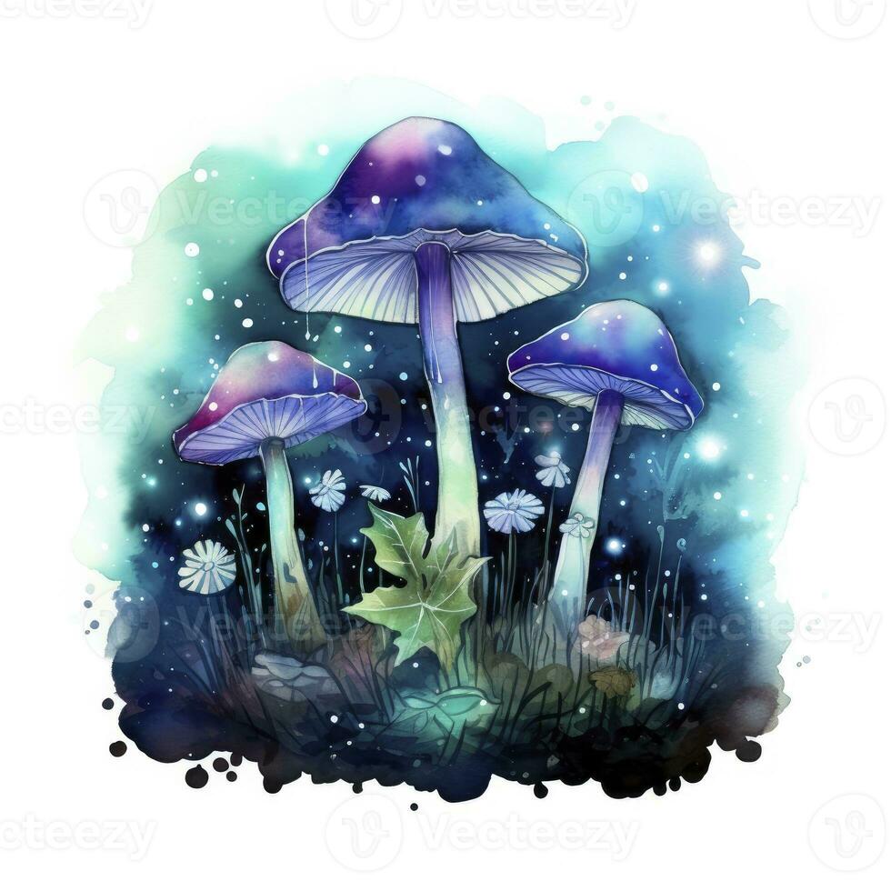 ai généré aquarelle magique champignons pour T-shirt conception. ai généré photo