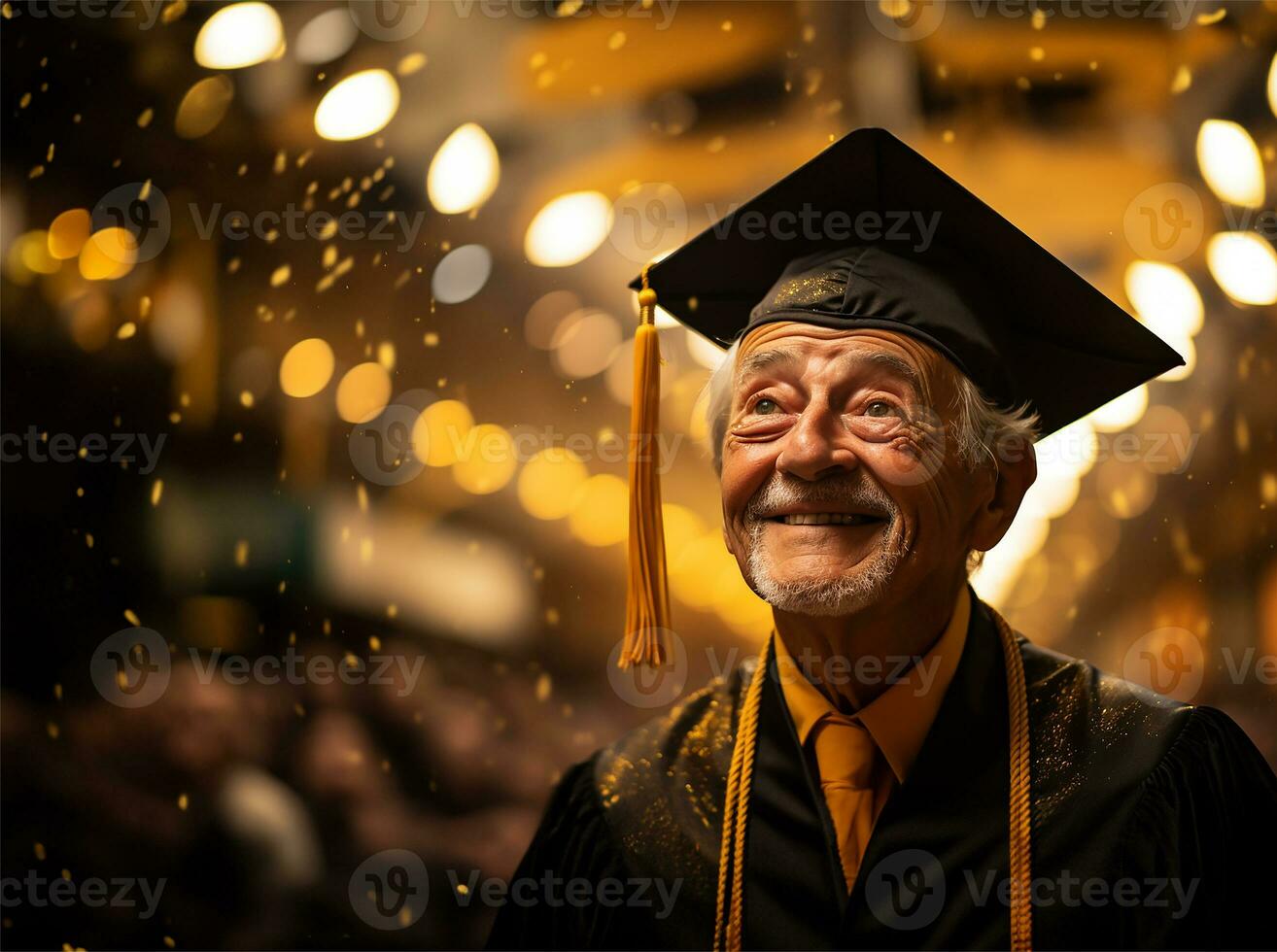 ai généré célébrer un personnes âgées universitaire l'obtention du diplôme photo